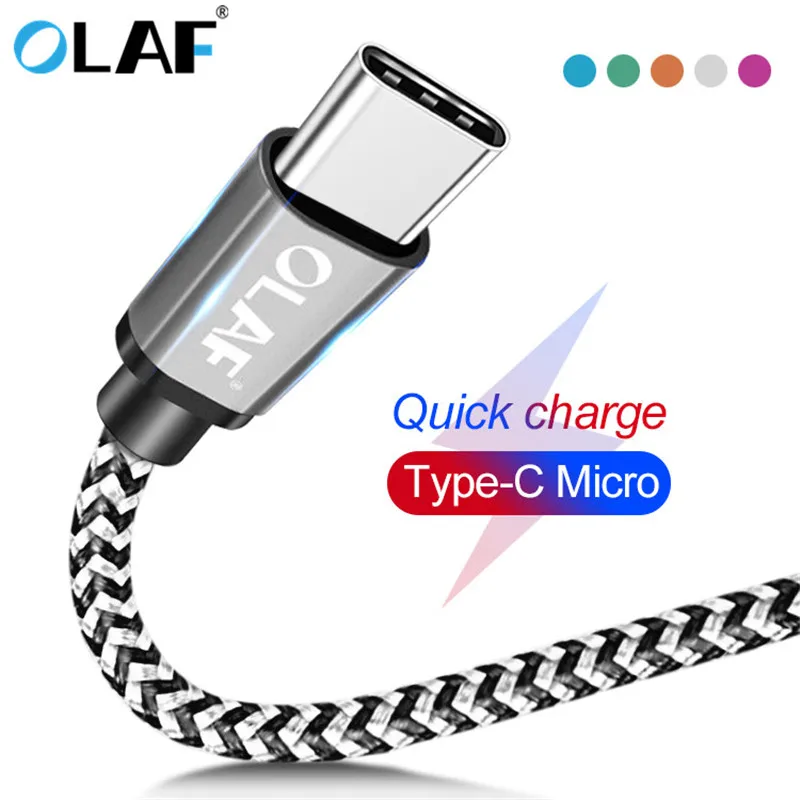 

OLAF Micro USB Cable 1M 2M 3M Type C USB C Cable For Samsung Huawei Xiaomi Fast charging USB Cable For iPhone 7 X Xs Data Cord