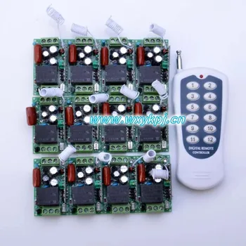 

AC 220V 10A 315MHZ 433MHZ RF 1CH Wireless remote control system 100M 1 transmitter 12 receiver