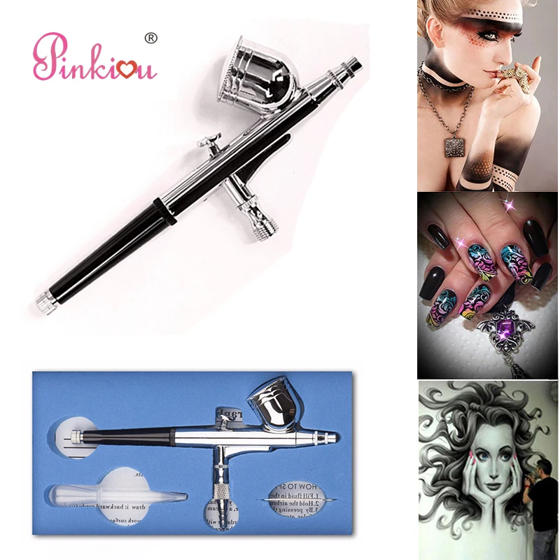 

Dual Action Airbrush Tattoo Kit 0.3mm Needle Air Gun Face Paint Art Bod Brush or Airbrush Nail airbrush compressor SP130TLWH03