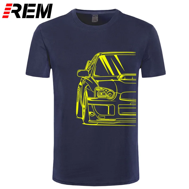 Мода Горячая Распродажа хлопок японский классический автомобиль Wrx Sti | JDM тюнер Автомобильная одежда TURBO SUBIE IMPREZZA Автомобильная футболка - Цвет: navy yellow