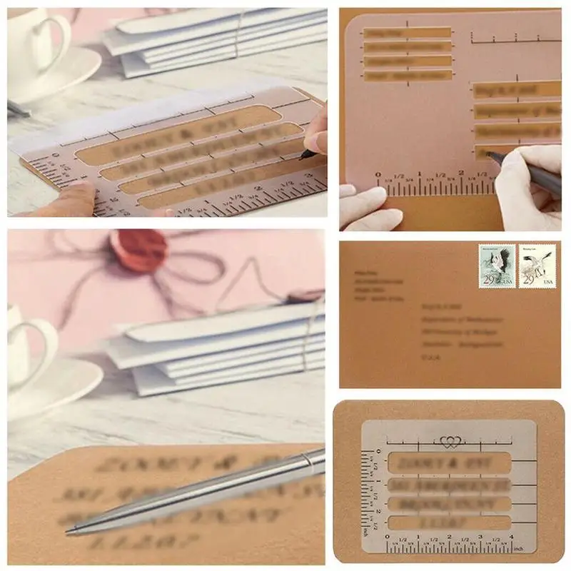  4Pcs/Lot Envelope Addressing Craft Guide Stencil Templates Fits Wide Range of Envelopes Thank You C - 33047139452
