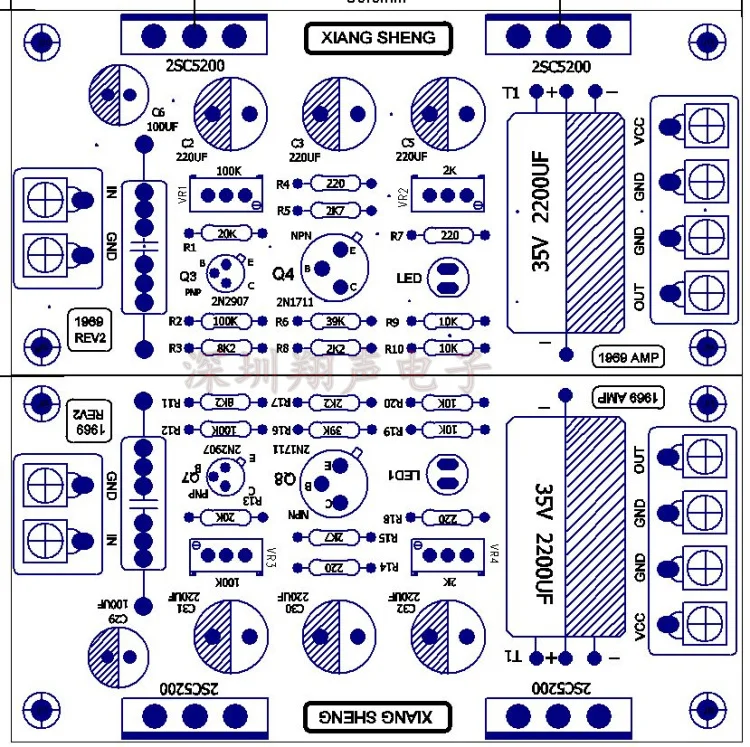 Класс a696усилитель мощности плата 2SC5200/2SA1943 Позолоченные транзисторы зеркальный дизайн Плата усилителя