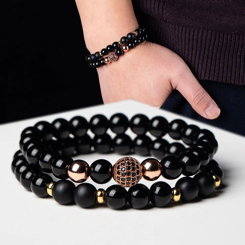 

Hot sell Natural Stone Beads Couple's Elastic Braclet Bracelet for Women & Men Fashion Natural Stone Beads Jewelry 2019