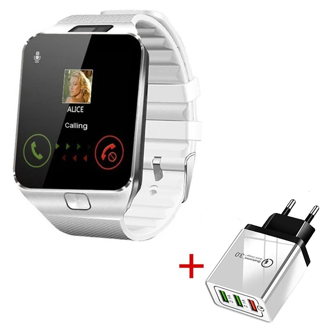 Bluetooth Смарт часы DZ09 Smartwatch Android телефонный звонок Relogio 2G GSM SIM 16G SD карта камера ремешок для iPhone samsung huawei - Цвет: White With Charger