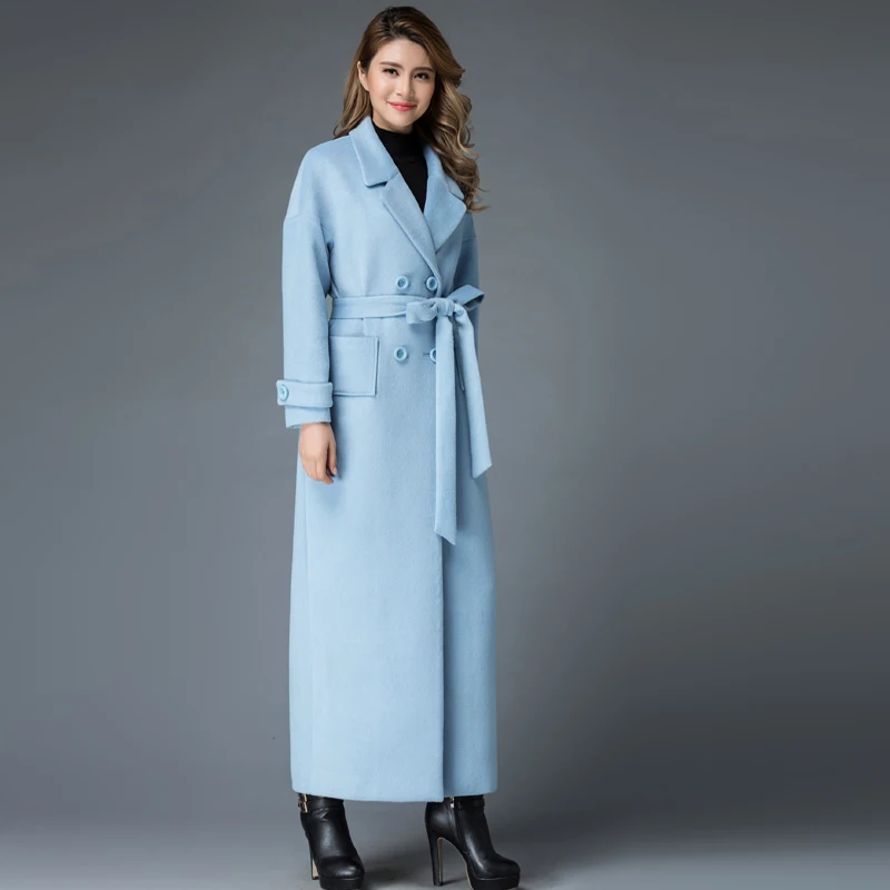 light blue long coat womens