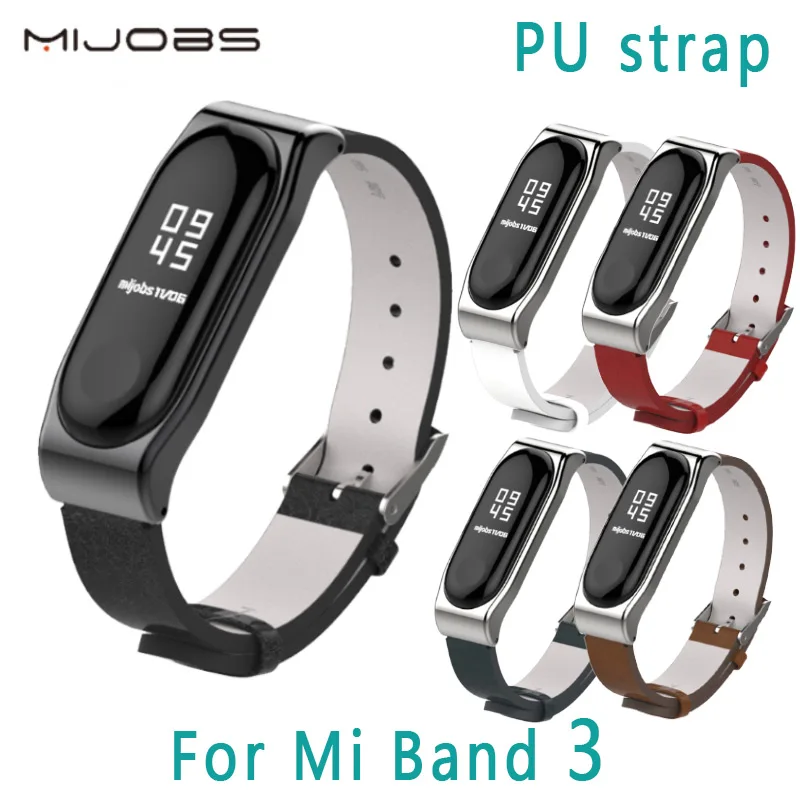 Для Xiaomi Mi Band 4 ремешки band 3 ремешок из искусственной кожи с металлической рамкой