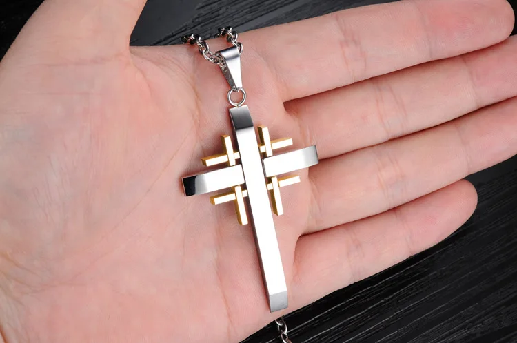

Fashion Jesus Men Necklace Stainless Steel Cross Pendants Necklaces For Women Trendy Choker Jewelry For Female