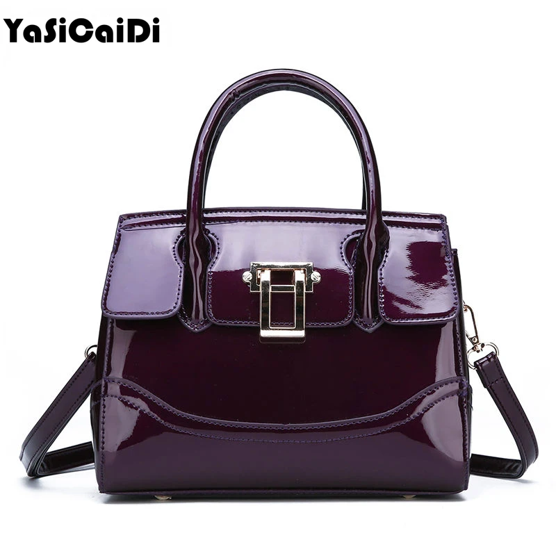 

High Quality Luxury Women Handbag 2018 Paten Leather Shoulder Bag For Women Shoulder Bag Ladies Famous Brand Vintage Lock Bag