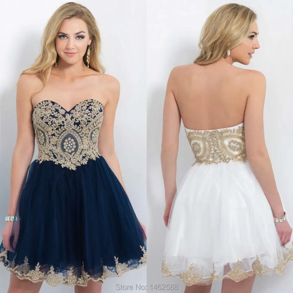 blue and gold cocktail dress