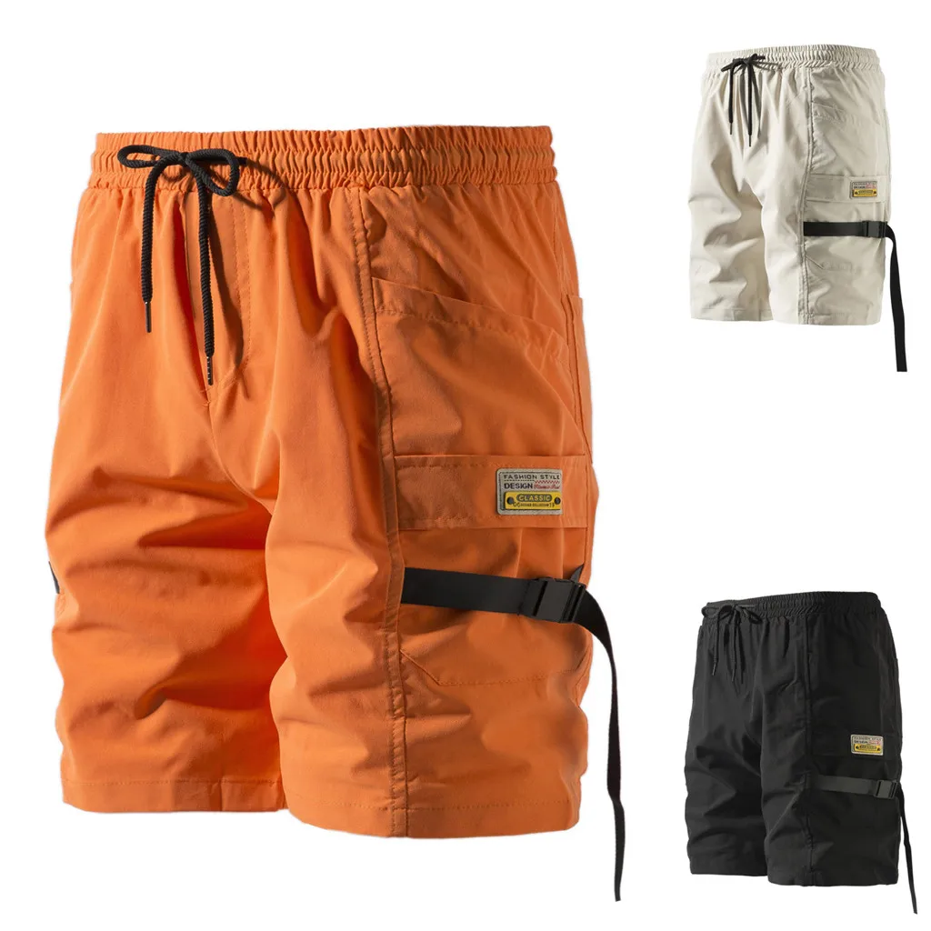 Модные мужские чистые комбинезоны различных цветов ветрозащитные шорты с карманами на пуговицах