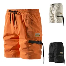 Модные мужские чистые комбинезоны различных цветов ветрозащитные шорты с карманами на пуговицах
