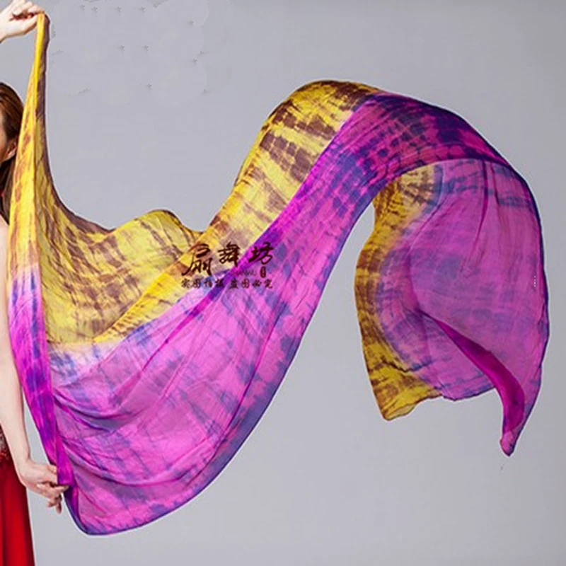 hot selling handmade tie dyed pure silk veils for dancing nice dancing