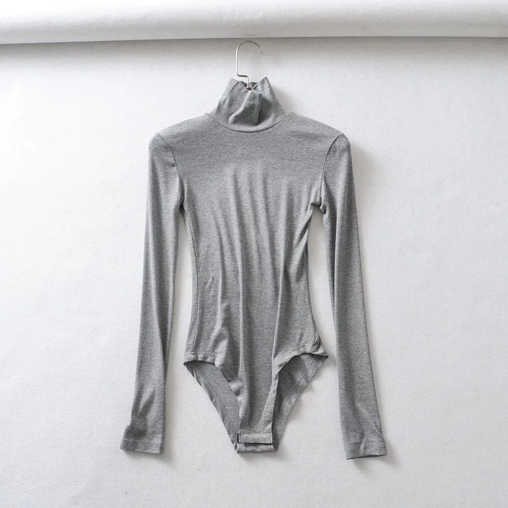 Yanueun 2019 Spring Autumn New Solid Turtleneck Bodysuit Female Slim Long Sleeve Soft Basic Jumpsuits For Women Bodysuits