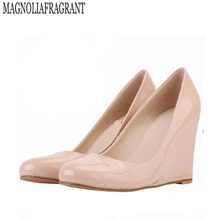 2017 new women shoes wedge heel shoes sweet candy coloration red bottoms singles shoes nude pumps zapatos mujer s217