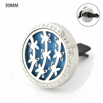 

30mm Stainless Steel Aqua-plant with Vent Holes Aromatherapy/Essential Oil Diffuser Perfume Locket Clip for Car