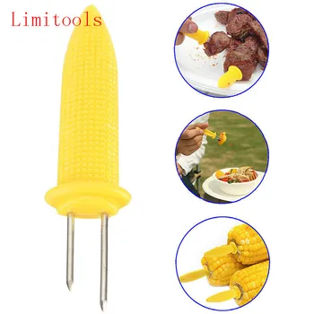 

6Pcs/Set Twin Prong Skewers Barbecue Fork Fruit Corn Holder BBQ Fork Garpu Tool Jumbo Corn on the Cob Holders