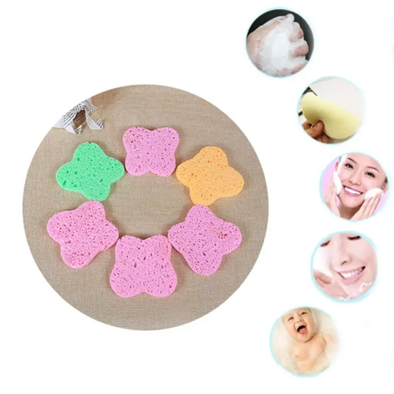 

1Pc Natural Compressed Wood Fiber Butterfly Shape Face Wash Cleansing Sponge Candy Color Facial Puff Pad Exfoliator Beauty Makeu