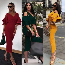 Женское сексуальное Клубное облегающее платье с глубоким вырезом, красное Бархатное облегающее платье, повседневное осенне-зимнее модное черное платье на молнии для вечеринки, для офиса