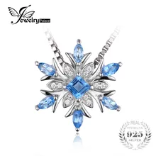 JewelryPalace Copo de Nieve Natural Topacio Azul Plata de Ley 925 Colgante de Collar de 45 cm Caja de la Cadena de Moda de Joyería Fina Para Las Mujeres