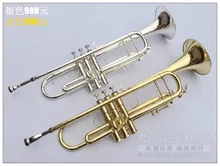 Bach Small Silver and Gold Plated Trumpet Adjustment B flat Brass trumpet professional trompeta LT180S43