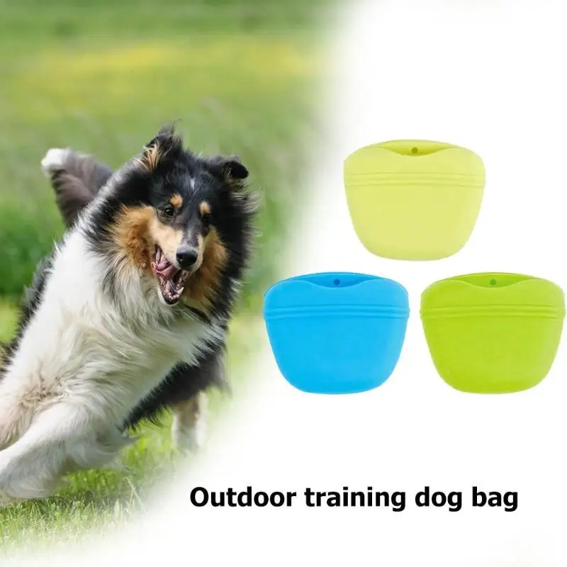 Outdoor Silicone Training Pocket Waist Bags Pet Food Snack Pouch Pocket Dogs Training Bags Blue/Green/Yellow 12.5*10.5*4cm