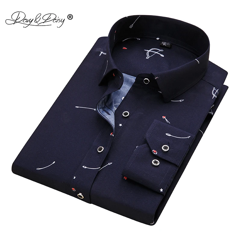 En Ligne DAVYDAISY 2018 Nouvelle Arrivée Marque Hommes Chemises À Manches Longues Homme Impression Florale Mode Décontracté Affaires Chemise 10 Couleurs DS216