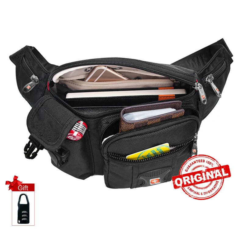 

Swiss Waist Pack Male High Quality Camouflage Belly Bag Waterproof Motorcycle Fanny Pack Multi-Pocket Bum Bag Medium Size SA8012