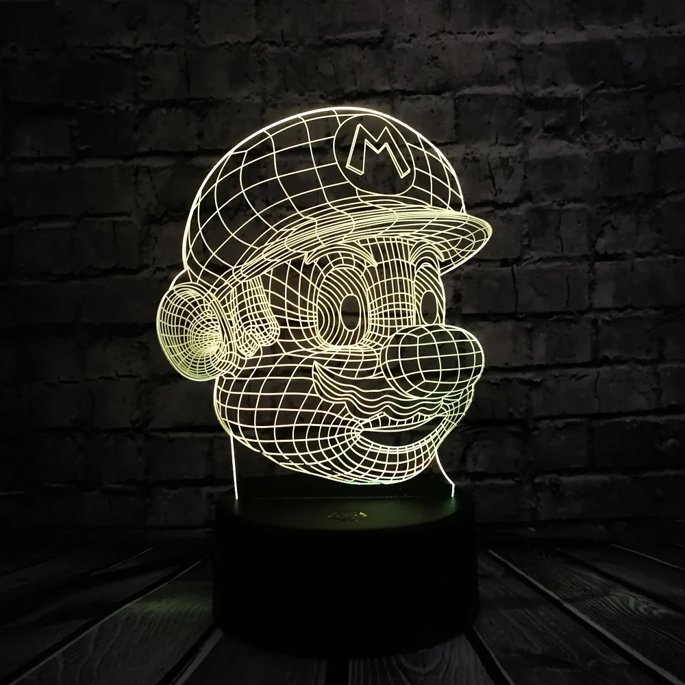 Классическая мультяшная игровая фигурка Супер Марио 3D светодиодная USB лампа