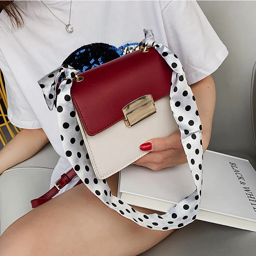 

Luxury Designer Panelled Shoulder Bags Women's Scarf Purses Hand Bag Pu Leather Brands Female Messenger Crossbody Bags 2019 New