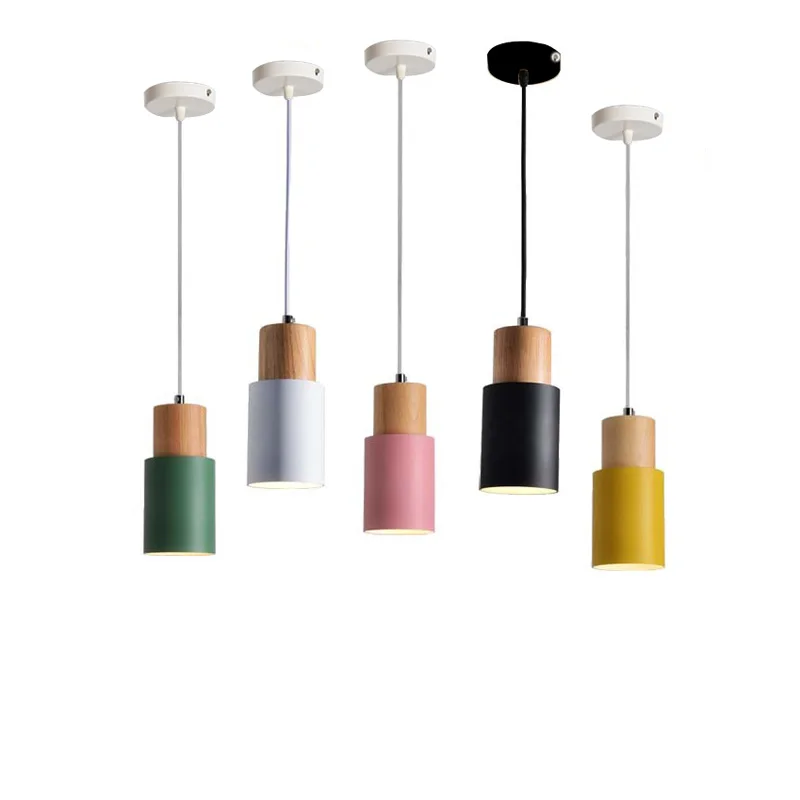 Nordic Suspension Wood Pendant Light Home Lighting Hanging Pendant Lamp LED E27 E26 110V 220V Restaurant Pendant Lights (4)