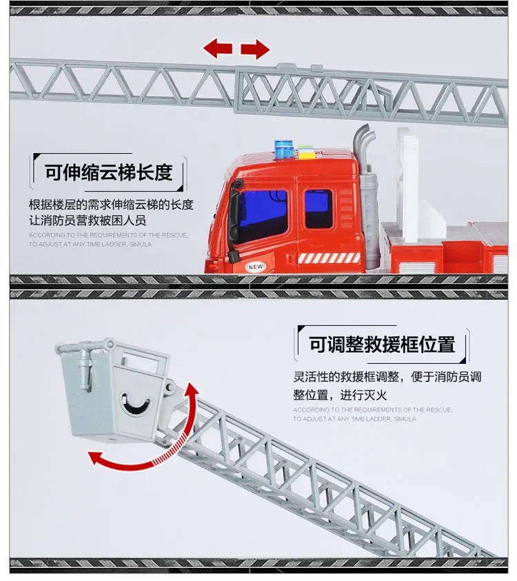 1:16 игрушка «пожарная машина» инерционная машина пожарная машина музыкальная большая игрушка для мальчика модель автомобиля