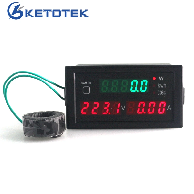 

Multifunctional Digital Ammeter Voltmeter Energy Meter AC 300V 100A Four Digit Red LED Display Active Power Free Shipping