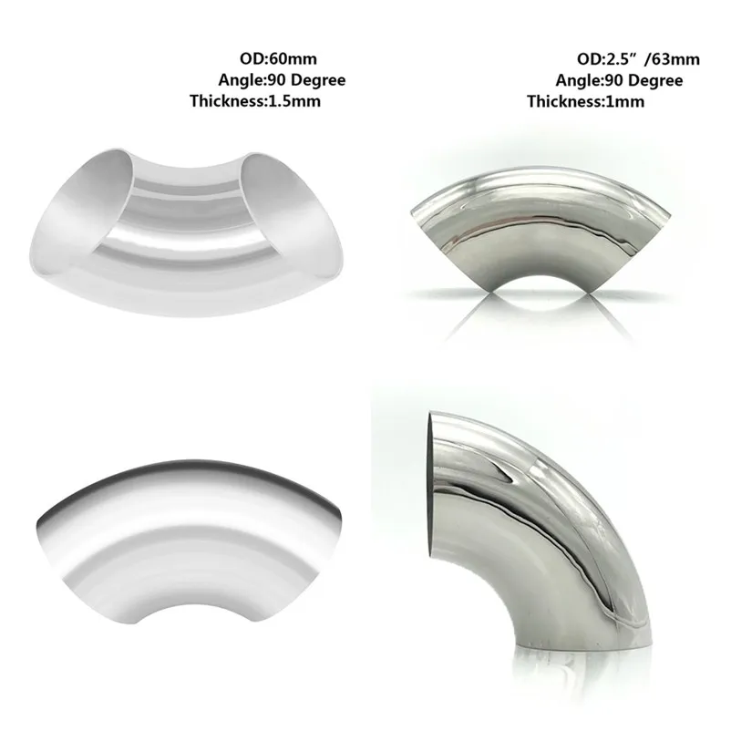 

1pcs Stainless Steel 60/63mm Elbow 90 Degree Pipe Tube Bend Fitting Mandrel
