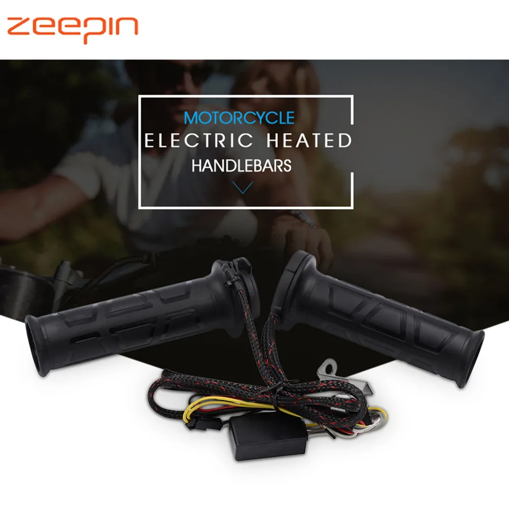 

Zeepin Winter Universal Motorcycle Hand Grips Electric Heated Handgrip Kit Handlebar Adjustable Temperature for ATV UTV