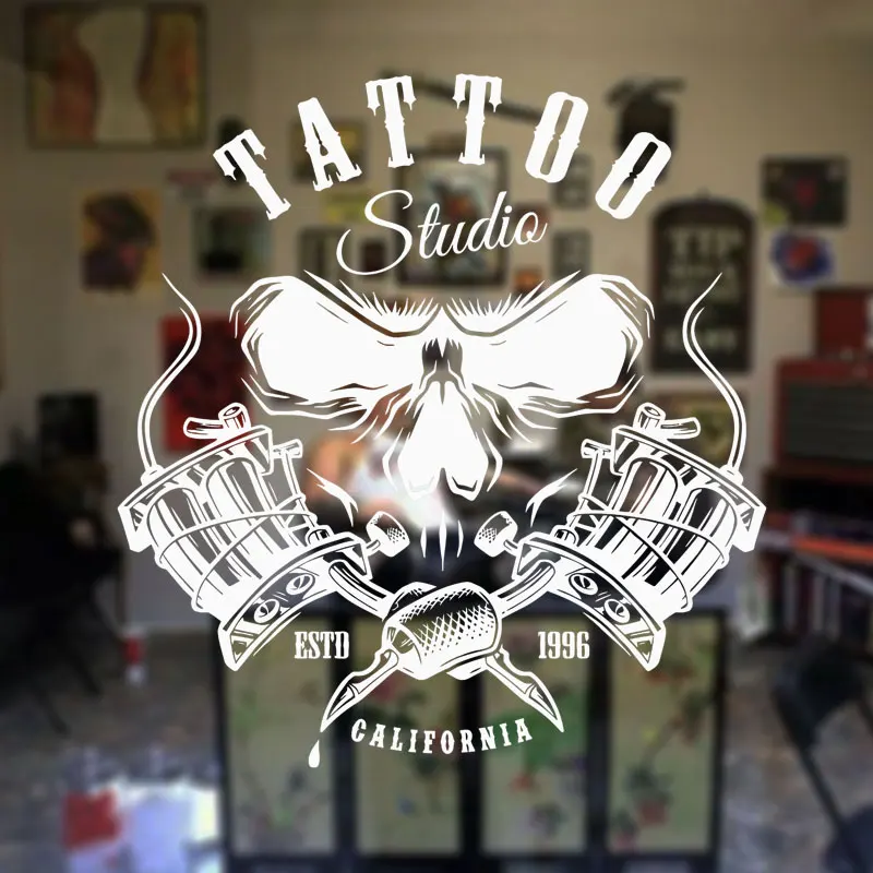 Tattoo Shop Salon Logo Wall Decal Art Studio Vinyl Sticker Tattoo Salon Window Sticker Wall Decoration Waterproof Murals F867