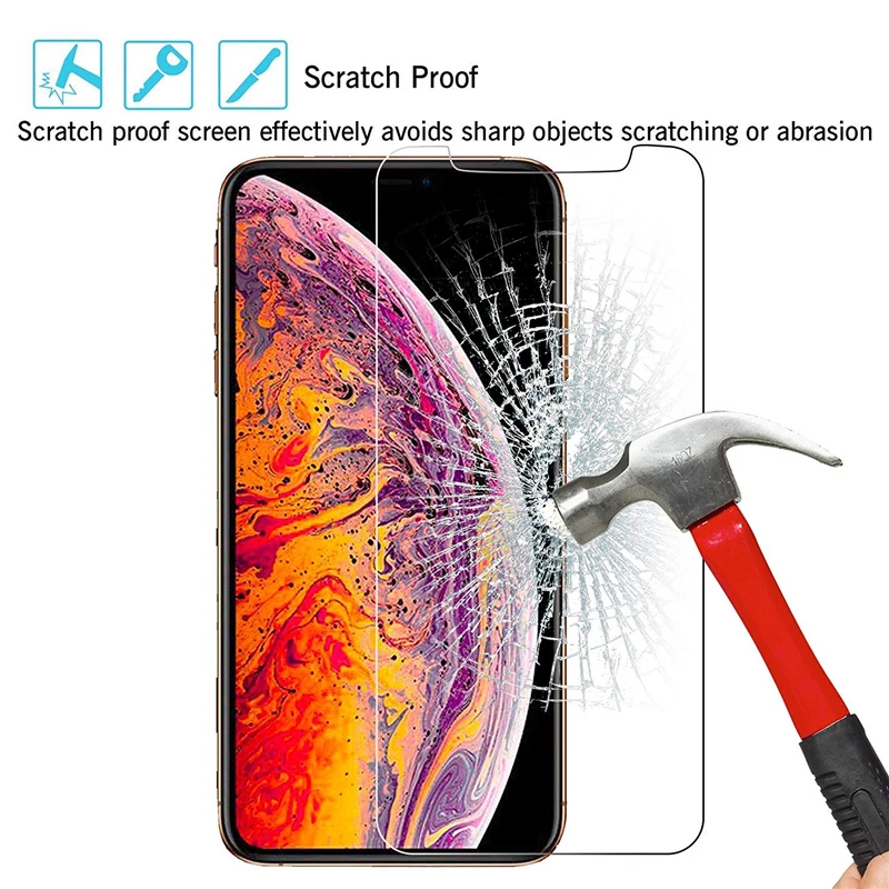 5 шт. Защитное стекло для ЖК экрана объектива IPhone X XR XS Max 8 7 6 S Plus|Бамперы| |