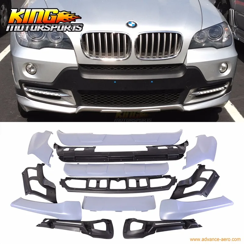 Для BMW X5 E70 07 08 09 10 PP Полный аэродинамический бампер бодикит передний бампер задний Lip13Pcs