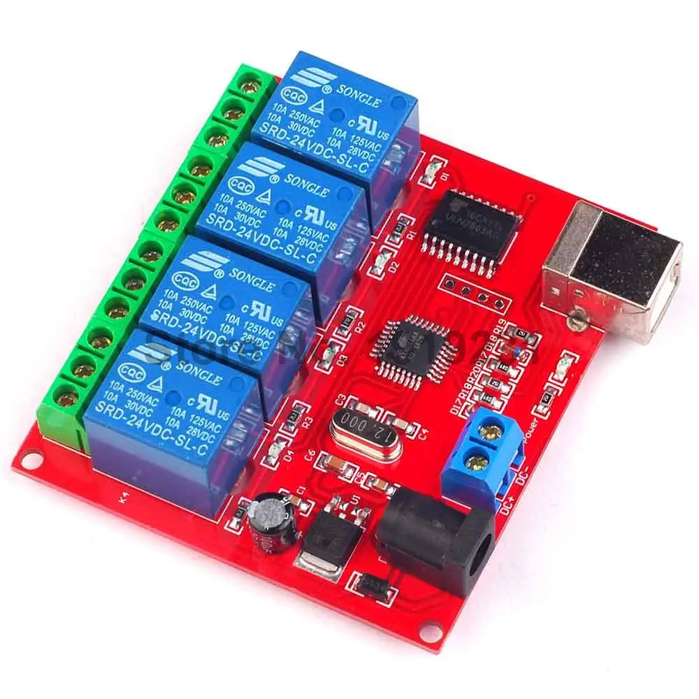 

1PCS 4 Channel 24V Relay Module 4Channel Computer USB Control Switch Free Driver PC Intelligent Controller