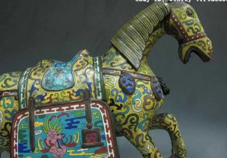 

Chinese Royal Bronze Copper Handwork cloisonne enamel Lucky Horse Statue