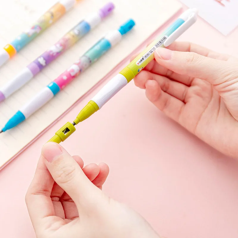 

4Pcs/lot 2.0mm Unicorn Rainbow With Pencil Sharpener Mechanical Pencil Student Pencil Automatic Pen For Kid School Office Supply