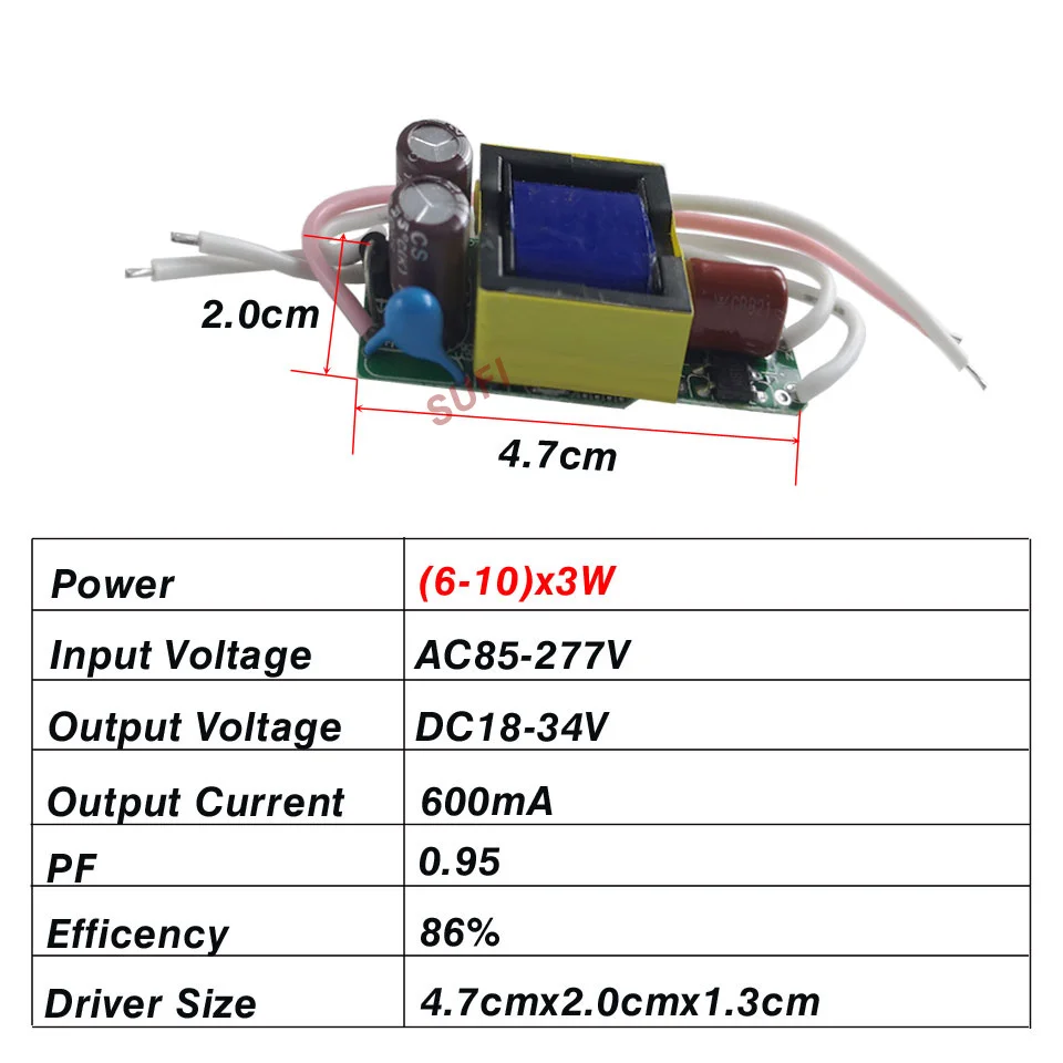 Светодиодный драйвер 1 Вт 2 Вт 3 Вт 5 Вт 7 Вт 10 Вт 12 Вт 15 Вт 18 Вт 20 Вт AC85-277V Питание Напряжение Управление освещения Трансформаторы для DIY
