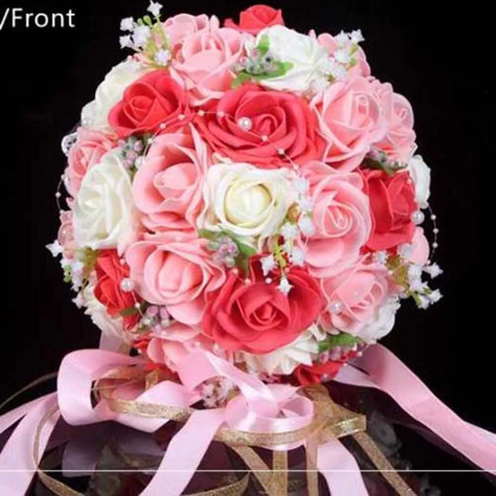 Burgundy& White Rose Bridal Handmade Beautiful Flowers Decorative