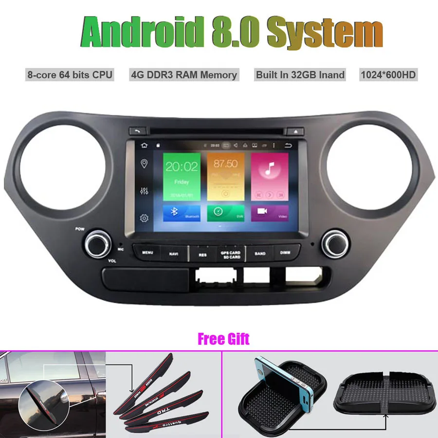 Top Octa-Core Android 8.0 CAR Multi-Media DVD Player for HYUNDAI I10 2014-2015 0