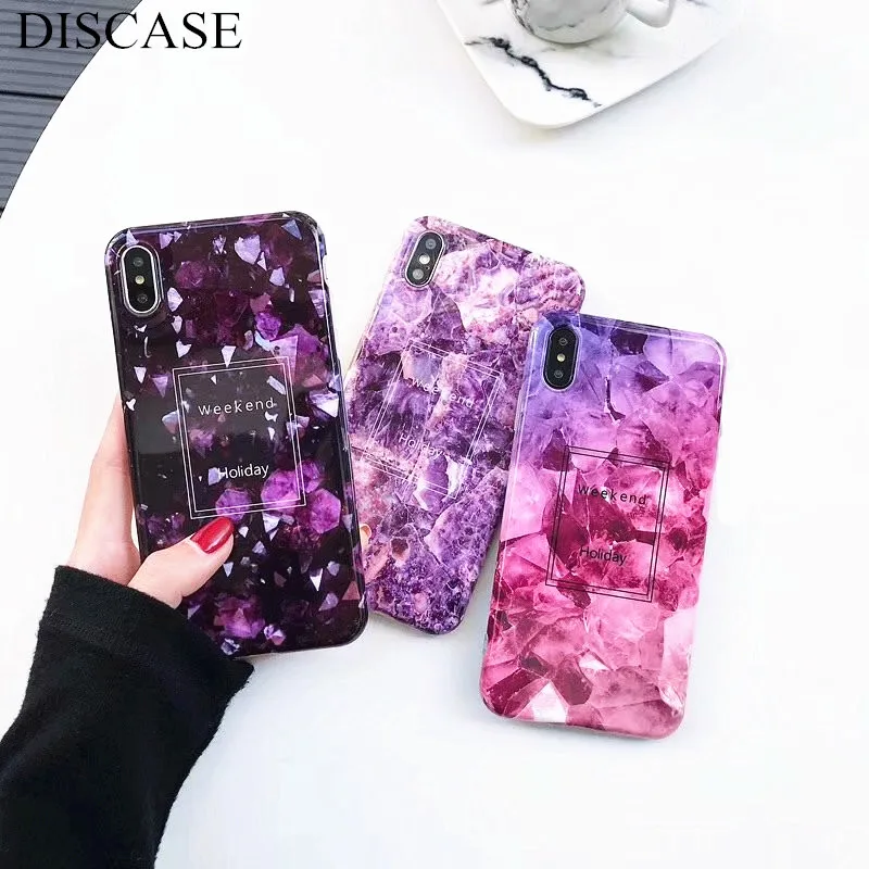 

DISCASE Granite Stone Marble Texture Pattern Case For iPhone XS Max XR XS 6 6S 7 8 Plus X Thin Soft IMD Phone Cases Cover Coque