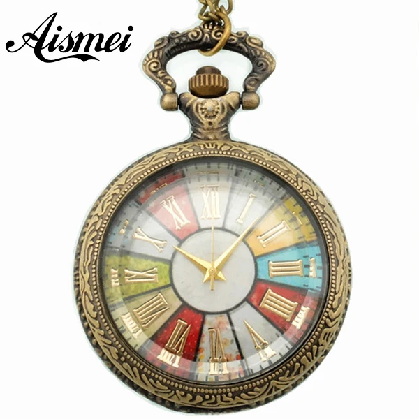 Colorful 2018 multicolour swivel plate vintage Pocket & Fob watch Pocket & Fob watch with necklace for men and women Colorful 2018 multicolour swivel plate vintage Pocket & Fob watch Pocket & Fob watch with necklace for men and women
