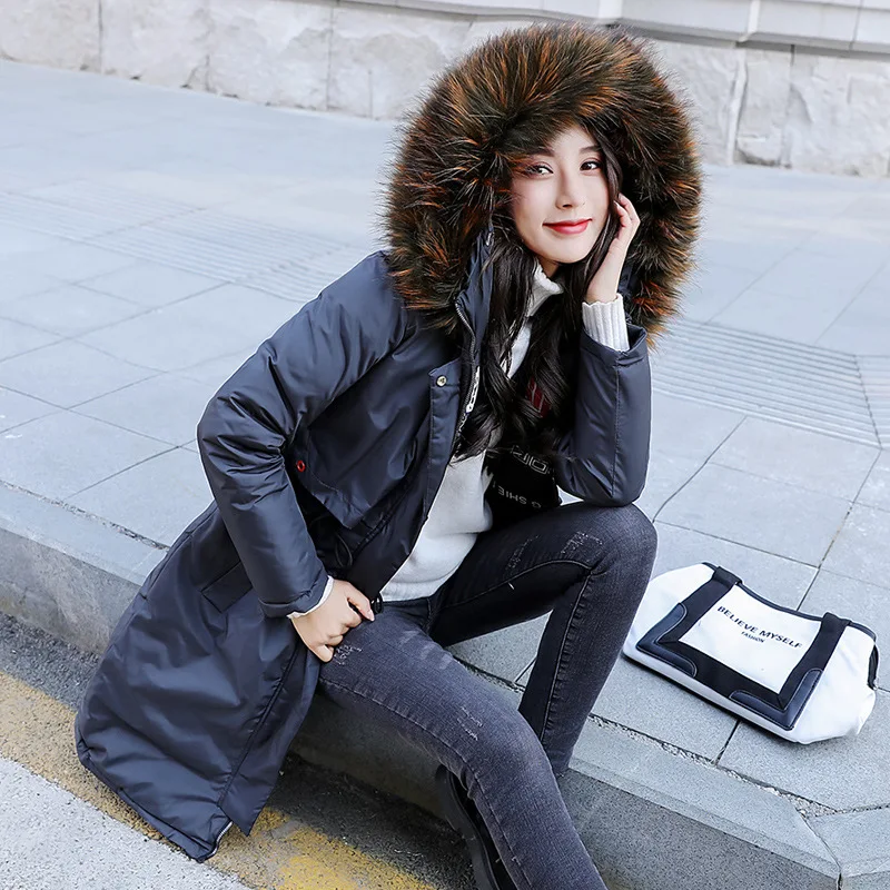 Полный длинный пуховик для женщин, зимняя куртка с тяжелым мехом, пальто, зимняя куртка, Женское пальто, пуховик для женщин, 925 - Цвет: Серый