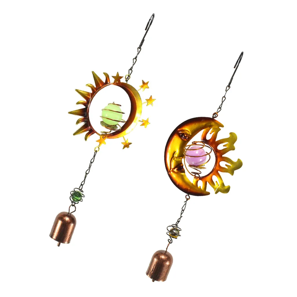 Outdoor 3D Metal Wind Spinner Hanging Spinner Spiral Tail Glass Ball Graden Home Decoratives