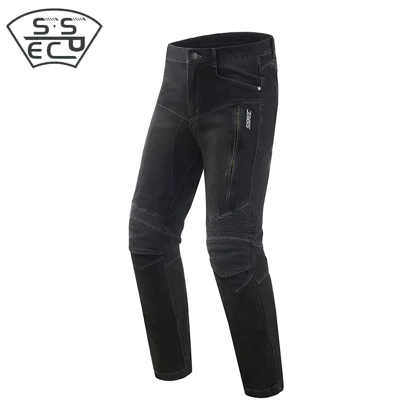 SSPEC moto rcycle джинсы мужские moto cicleta pantalones защита колена и бедер moto pantalones штаны для гонок дышащие moto rcycle брюки - Цвет: BLACK