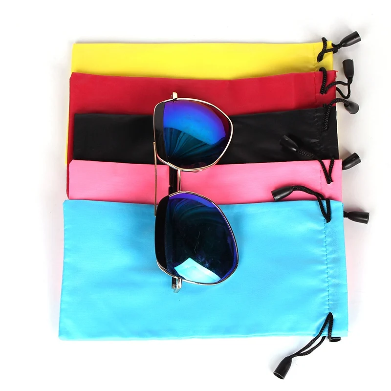 5 Color New high quality Drawstring Sunglass Bag sunglasses Eyeglasses pouch Fabric Smooth Surface Soft Glasses Bag