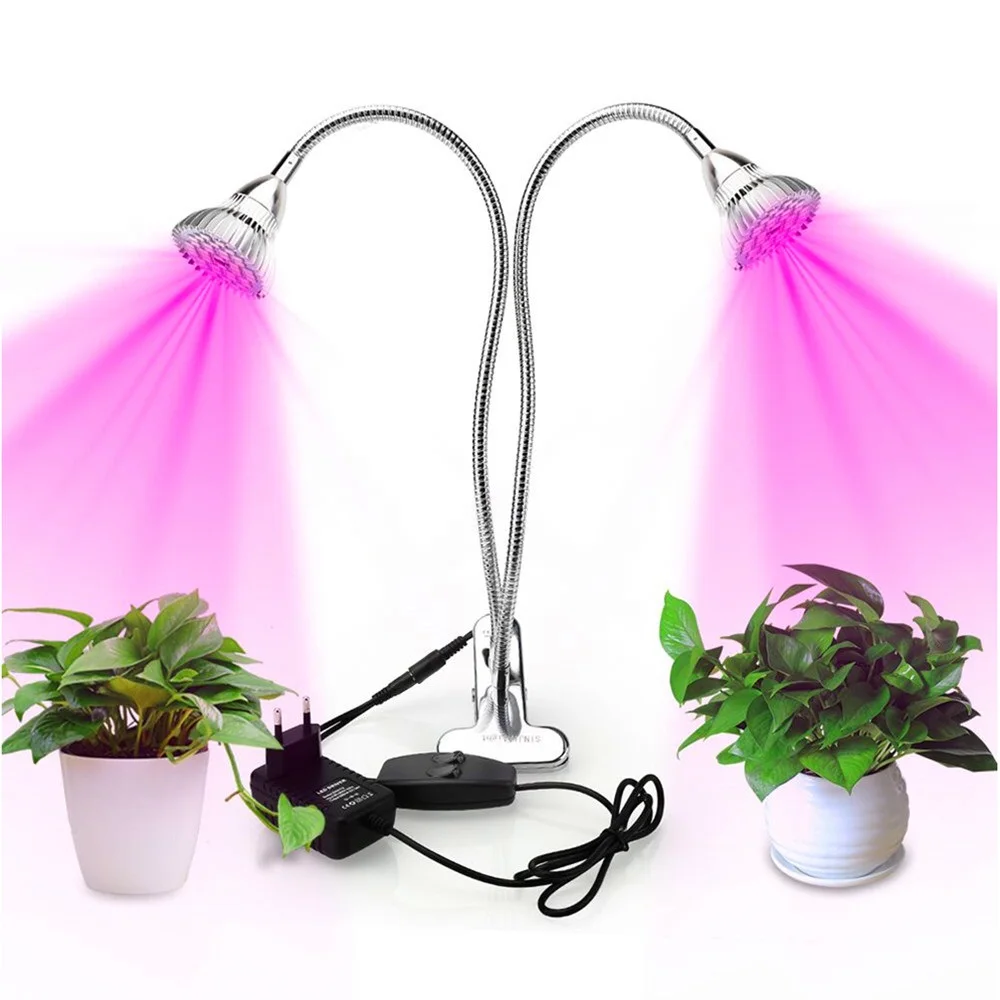 Koop Dual Head Led Licht Groeien met Houder Clip Planten Lampen voor Bloem Hydrocultuur Systeem Indoor Tuin Kas
